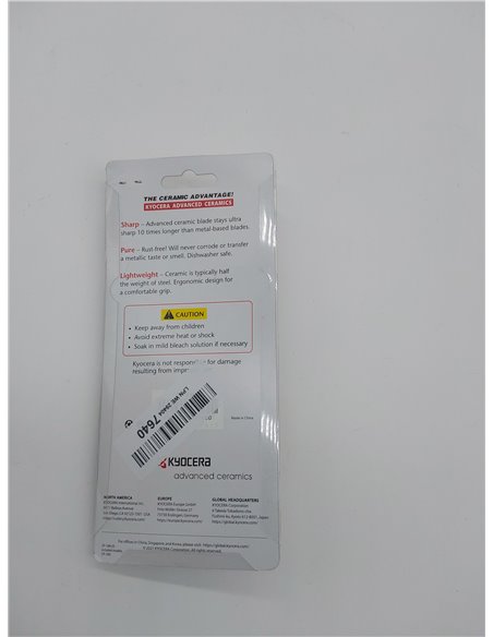 Kyocera lavava CP-10-NRD, Pelador Horizontal, Cuchilla Afilada de cerámica de Zirconia, Liviana, no corrosiva, Apta para lavavaj