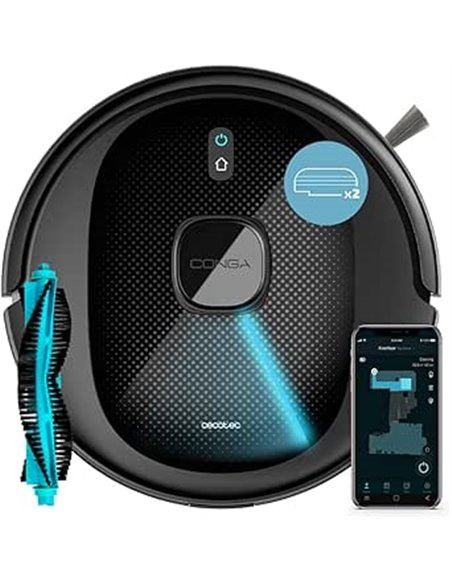 Cecotec Robot Aspirador Conga 7490 Immortal X-Treme con Navegación Láser. Limpieza 4 en 1: Barre, Aspira, Friega y Pasa la Mopa,