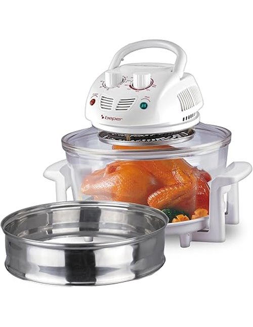 BEPER BF.640 Horno Halógeno, Capacidad Máxima 18L, Temporizador 60 Minutos, Blanco       