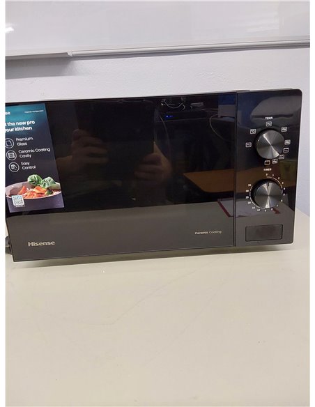 Hisense H20MOBP1G - Microondas con Grill 20 L, 700 W de Potencia, 800W Grill, Revestimiento Cerámico, Cristal Premium, 5 Niveles