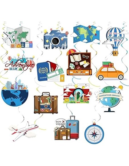36 piezas de decoraciones colgantes con temática de viaje Let The Adventure Begin Bon Voyage