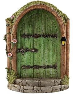 Puerta de hadas de madera verde