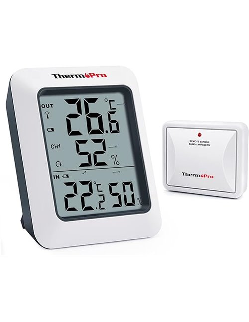 ThermoPro TP60S Termómetro Higrometro Digital para Interior y Exterior Termohigrómetro Inalámbrica con Sensor Remoto para Hogar 