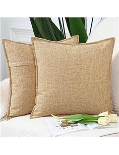 Madizz Juego de 2 Suave Lino Decorativo Funda de cojíns Lujo Estilo Fundas de Almohada para el sofá Dormitorio Beige Cuadrado 40