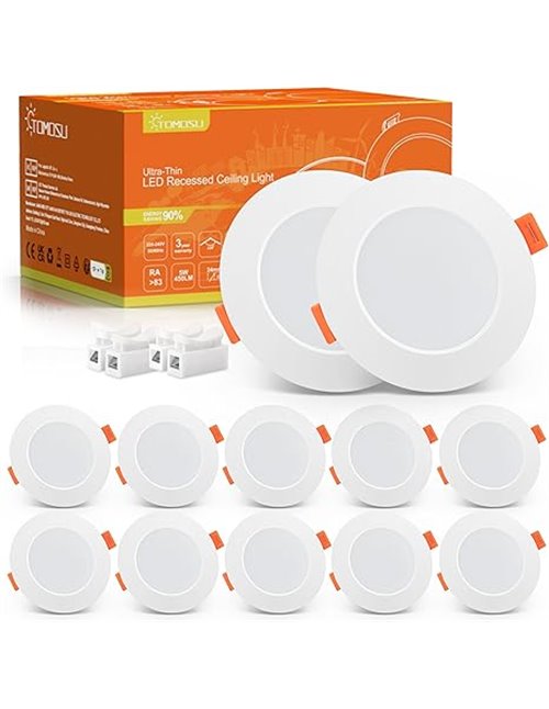 Tomosu Pack 10 Downlight LED Techo Empotrable Extraplano Redondo
