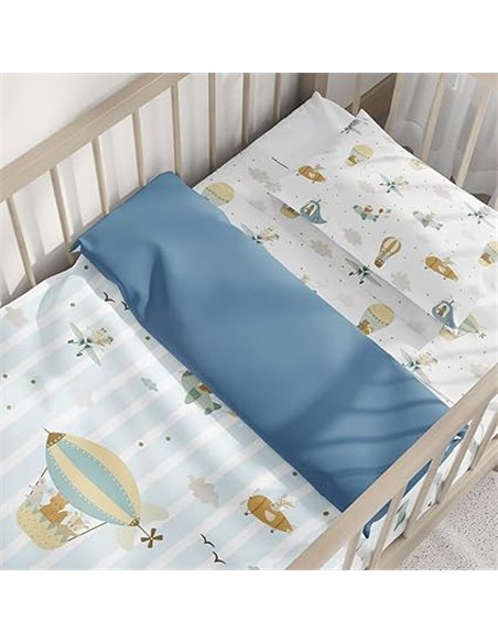 Pirinins Funda Nordica 100% Algodon Organico para Cuna Infantil de 60x120 cm Reversible