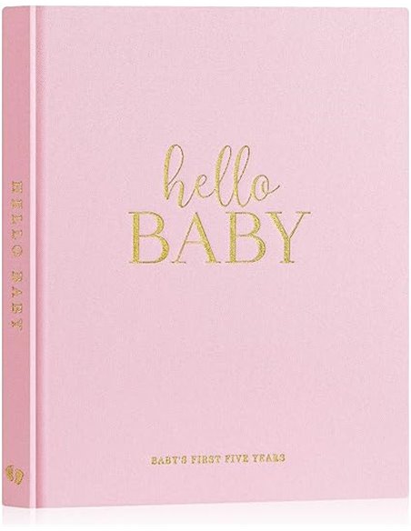 Lanpn Album Bebe Primer 5 Año para Niño Niña - Libro Recuerdos Bebé para Pegar Fotos y Escribir - Hello Baby Libros Cuaderno Dia