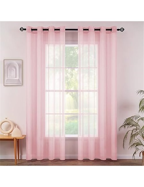 MIULEE 2 Paneles de Color Puro Cortinas de Ventana Transparentes Lisas Elegantes Paneles de Cortina Tratamiento para Dormitorio 