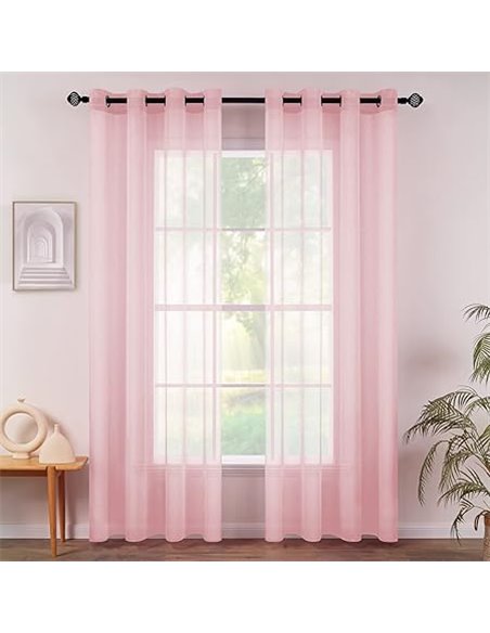 MIULEE 2 Paneles de Color Puro Cortinas de Ventana Transparentes Lisas Elegantes Paneles de Cortina Tratamiento para Dormitorio 