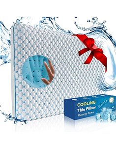 Iwacool Almohada de espuma viscoelástica ultra fina para dormir de estómago y espalda