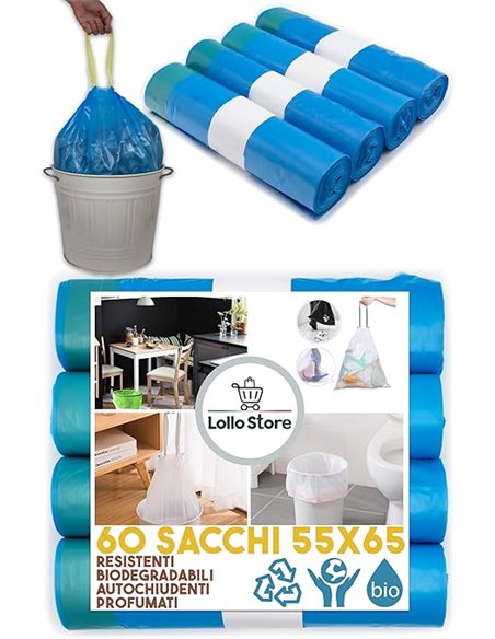 60 bolsas de basura de 55 x 65 cm