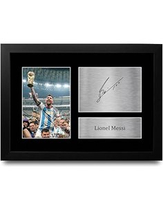 HWC Trading Lionel Messi A4 Enmarcado Regalo De Visualización De Fotos De Impresión De Imagen Impresa Autógrafo Firmado Por Arge