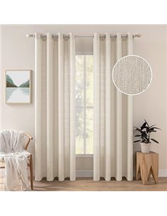 MIULEE 2 Unidades Cortinas Salon Translucidas Poliéster Lino con Ojales Visillos de Dormitorio Moderno Ventana Salon Habitacion 