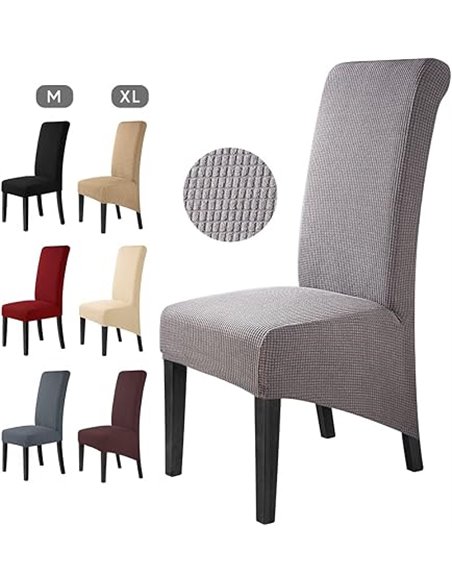 Fundas para sillas XL 4 Piezas Fundas de Sillas de Comedor Spandex Elástico Jacquard Cubiertas de Silla Funda de Silla elástica 