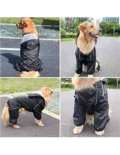 Idepet Impermeable para Perros con Capucha y Cuello