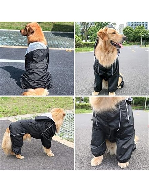 Idepet Impermeable para Perros con Capucha y Cuello