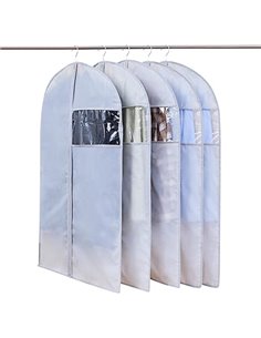 Niviy Fundas Ropa Armario Funda Traje Ventana Visible Bolsa de Viaje para Trajes Camisas Chaquetas Funda de Ropa 5pcs Gris 60x12