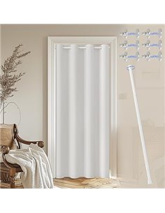 JCyh Cortinas para Puertas Exteriores con Barra Extensible y Botón Magnético