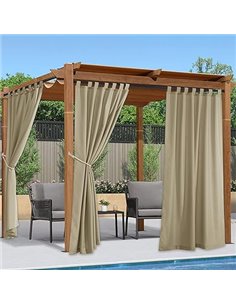 PONY DANCE Cortinas Exterior Terraza Cortinas Impermeable para Pergolas de Jardin Patio Porche con Velcro 2 Piezas