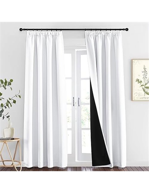 PONY DANCE Cortina Blanca Opaca 140x245 CM Cortinas Foscurit Cortinas Aislantes Termicas Frio y Calor Cortinas Salon 2 Piezas 10