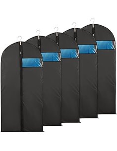 Niviy 5pcs Funda Ropa Ventana Visible Bolsa de Traje Antipolvo para Almacenamiento de Vestidos Fundas Abrigos Armario Viajar 60x
