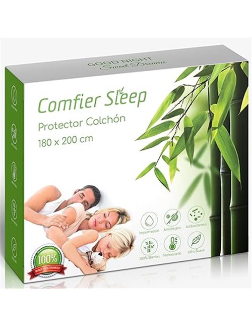 Protector Colchon 180x200 cm – 100% Bambu Funda Colchón 180x190 Antiácaros – Protector Colchon Impermeable Transpirable y Hipoal