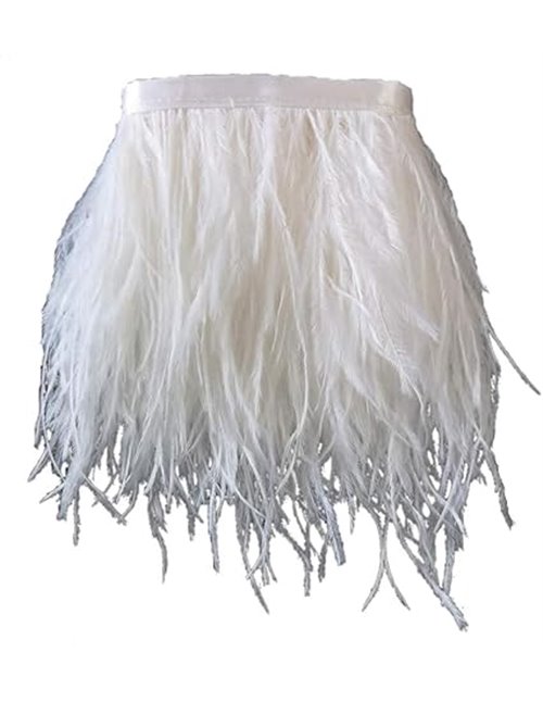 Sowder - Ribete de plumas de avestruz con cinta de satén para vestidos