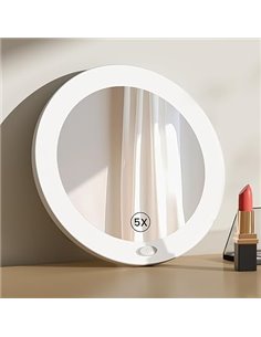 EMKE Espejo cosmético con iluminación con Espejo de Aumento de 5 aumentos