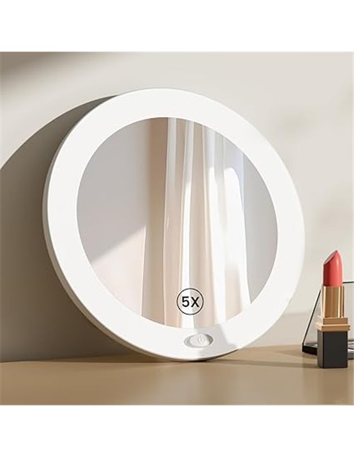EMKE Espejo cosmético con iluminación con Espejo de Aumento de 5 aumentos
