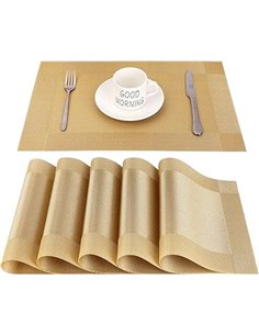 Manteles Individuales Lavables Salvamantele Individuales PVC Antideslizantes Resistente al Calor Juego de 6 para la Mesa de Come