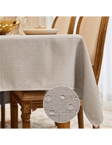 WAITER TREE Mantel Antimanchas Mantel Mesa Rectangular Efecto Lino Manteles de Mesa Impermeable para Casa Comedor Cocina Exterio