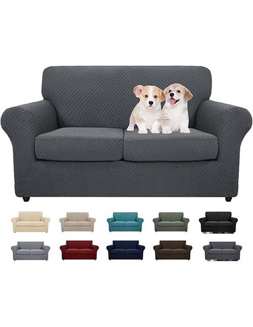 MAXIJIN 3 Piezas más Nuevas Fundas de sofá Jacquard para 2 plazas elástico Antideslizante Funda de Asiento de Amor para Perros P