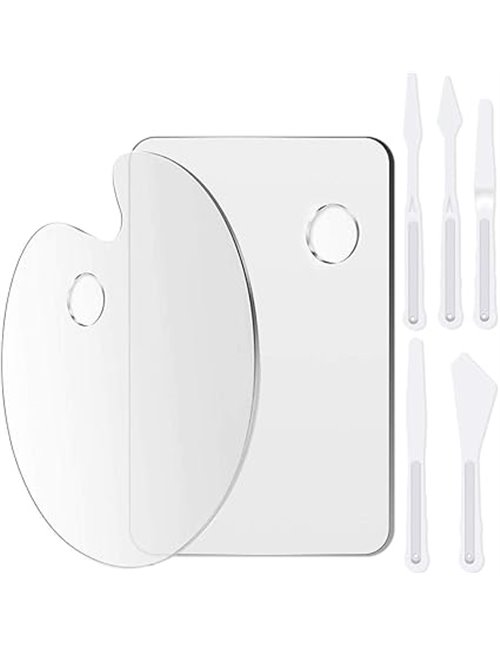 Rybtd 2 Piezas Acrílico Transparente Paleta Pintura con 5 raspadores de plástico paletas de Pintura