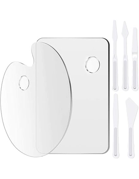 Rybtd 2 Piezas Acrílico Transparente Paleta Pintura con 5 raspadores de plástico paletas de Pintura
