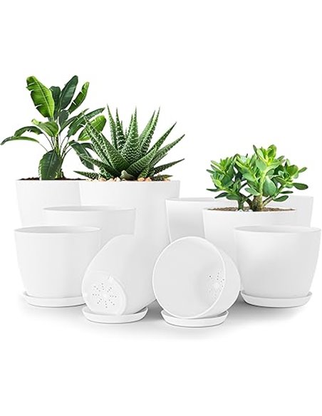 Utopia Home Paquete de 5 macetas 18/17/15/13/12 cm Maceta con platillo para la Cocina