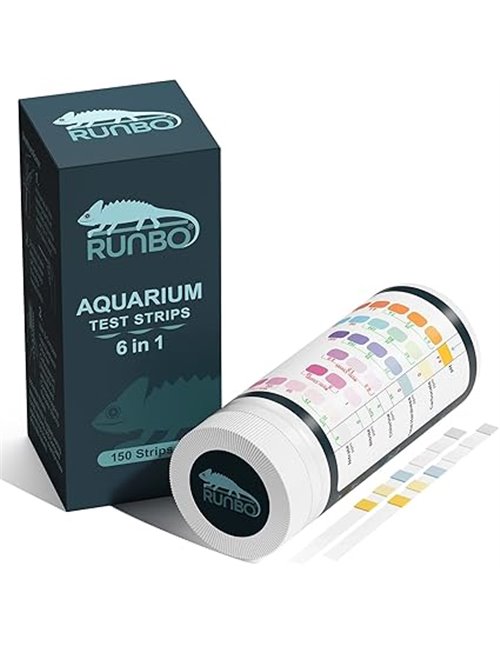 RUNBO Tiras de Prueba Acuario 6 en 1 - Paquete 150 Tiras de Prueba de Agua Para Acuario Para Agua Dulce