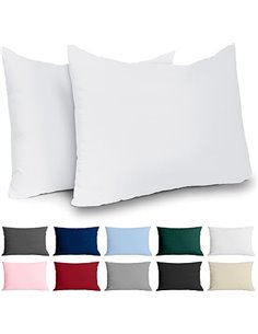 Funda Almohada 60x40 Algodón Reforzado (Pack de 2) - Blanco - Tela Apretada de 57 Hilos/cm² - Funda Almohada 40 x 60 - Certifica