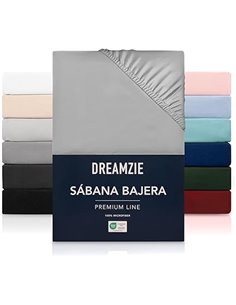 Dreamzie Sabanas 100x200 cm - Grandes Solapas de hasta 35 cm - 100% Microfibra Gris Certificada sin Productos Químicos (Oeko Tex