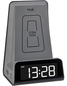 TFA Dostmann ICONCharge 60.2033.10 - Estación de carga inductiva 2 en 1 para smartphones