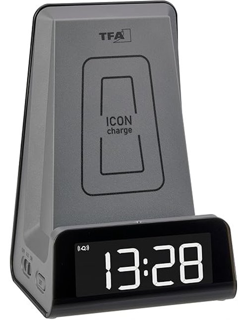 TFA Dostmann ICONCharge 60.2033.10 - Estación de carga inductiva 2 en 1 para smartphones