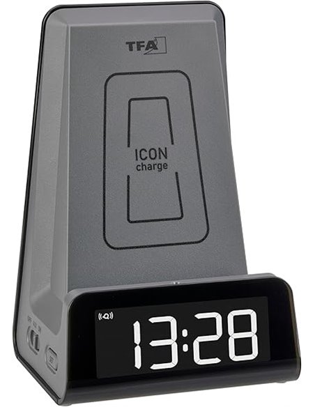 TFA Dostmann ICONCharge 60.2033.10 - Estación de carga inductiva 2 en 1 para smartphones