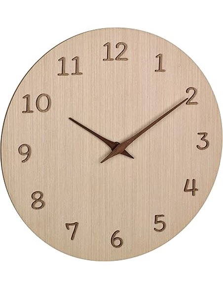 TFA Dostmann Reloj de Pared analógico de Madera 60.3072.01 con números y manecillas 3D de Madera