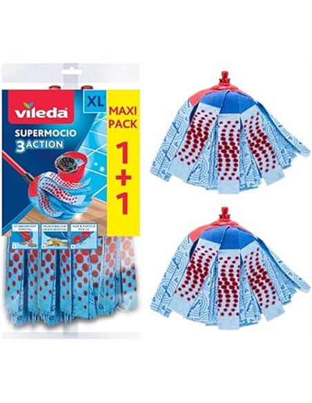Vileda 122615 SuperMocio Action - Pack de recambio para la fregona Vileda SuperMocio