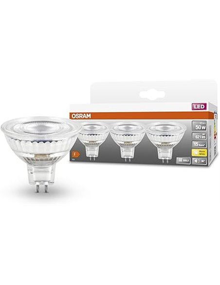 OSRAM Juego de 3 bombillas reflectoras LED MR16 de bajo voltaje con casquillo retrofit
