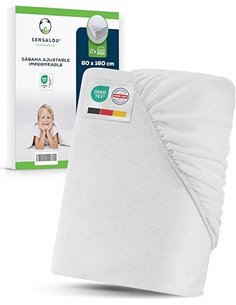 Sensalou Protector de Colchón Impermeable 80 x 160 cm 2 Unidades – Sábana Bajera Ajustable Transpirable para Niños