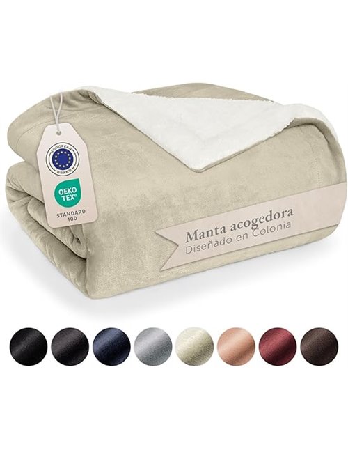 Blumtal Mantas para Sofá Reversible de Sherpa y Franela Suave - Manta Polar 100% Microfibra Extra Suave