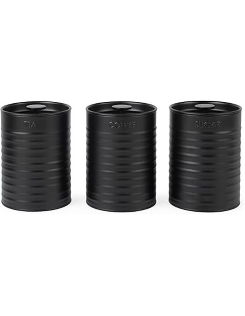 Russell Hobbs RH03268EU7 Ribbed Juego de botes de 3 piezas - juego de 3 recipientes de almacenamiento de cocina para té