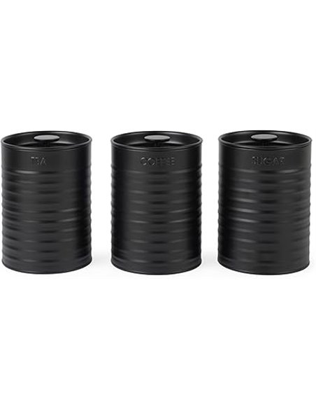 Russell Hobbs RH03268EU7 Ribbed Juego de botes de 3 piezas - juego de 3 recipientes de almacenamiento de cocina para té