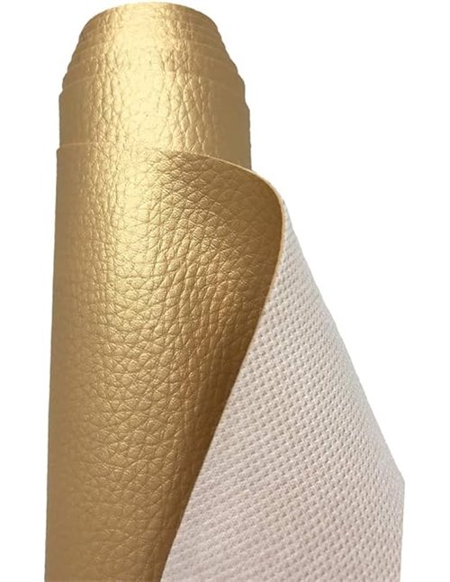 A-Express Tela de Grano de Cuero de Imitación Material Texturizado por Polipiel Vinilo Cojines Bolso - Oro 1 Metro 100cm x 140cm