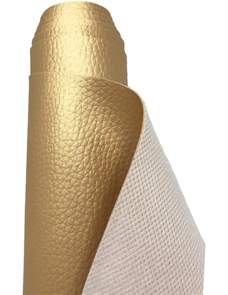 A-Express Tela de Grano de Cuero de Imitación Material Texturizado por Polipiel Vinilo Cojines Bolso - Oro 1 Metro 100cm x 140cm